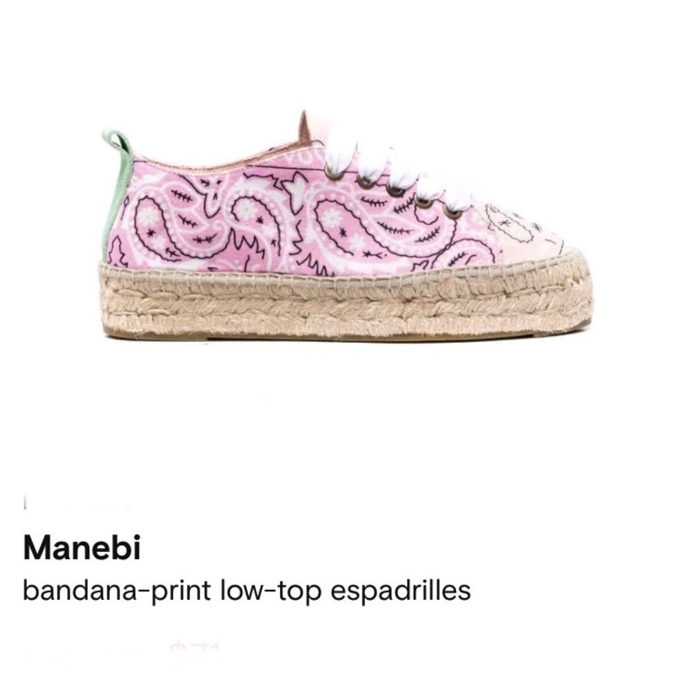 𝅺MANEBI 💗 pink bandana espadrille sneakers NWOT ‼️ size 36 (6)